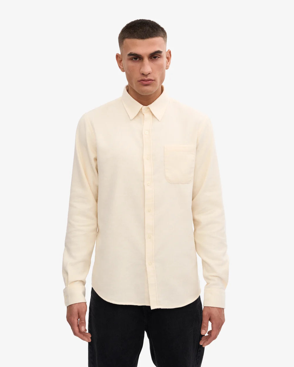Organic Flannel Shirt - Ivory White